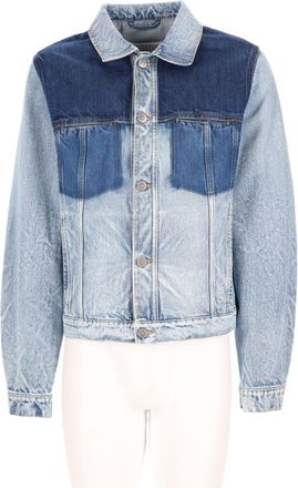 Maison Margiela Two-Tone Blue Denim Sports Jacket With Pointed Collar