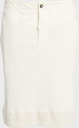 Bottega Veneta Low-Rise Compact Cotton Rib Jersey Straight Skirt