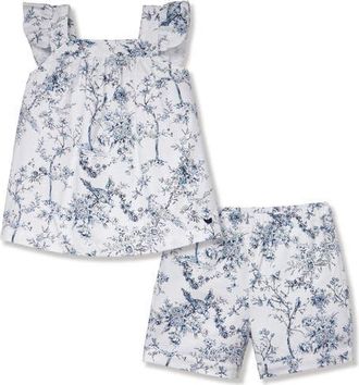 Petite Plume Kids Clara Short Two-Piece Pajamas in White at Nordstrom, Size 12-18M