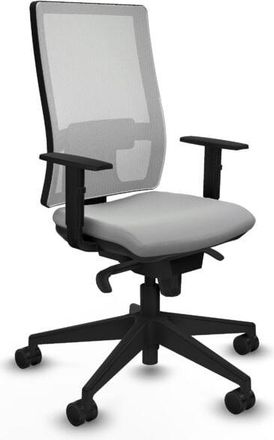 Piqueras y Crespo Piqueras Y Crespo - Horna sincro malla blanca similpiel gris claro brazos 1D base piramidal ruedas 65mm nailon