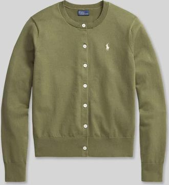 Polo Ralph Lauren Regular Fit Strickjacke aus Baumwoll-Mix in Oliv, Gr&ouml;&szlig;e XL