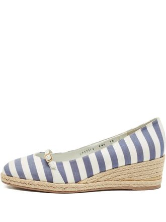 Ferragamo Audrey striped wedge espadrilles - Blue