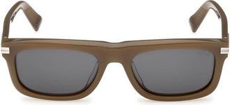 Ermenegildo Zegna 55mm Rectangular Sunglasses in Opal Green/Palladium/Smoke at Nordstrom