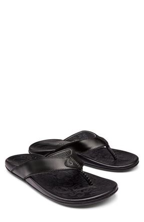 Olukai Mekila Flip Flop in Black /Black at Nordstrom, Size 11
