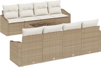 vidaXL Garden Sofa Set with Cushion 9 pcs Beige, Cream 55 x 55 x 37 cm Vidaxl