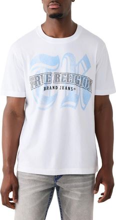 True Religion Crystal Logo Graphic T-Shirt in Optic White at Nordstrom, Size Xxx-Large
