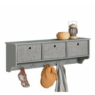 SoBuy Perchero Moderno De Pared Estanter&iacute;a De Pared Con 5 Ganchos Y 3 Cajones L100 Cm Sobuy Frg282-hg Es