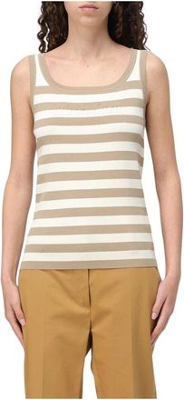 Max Mara Tops, Dames, Beige, L, Gestreepte Gebreide Tanktop
