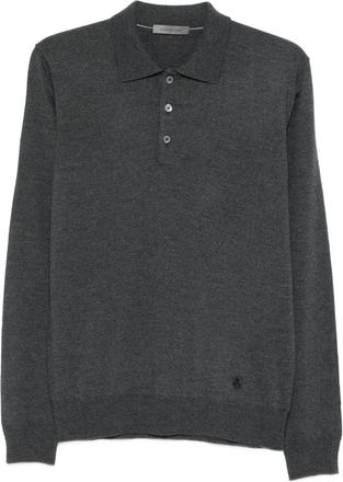 Corneliani Long-sleeved Gray Wool Polo Shirt