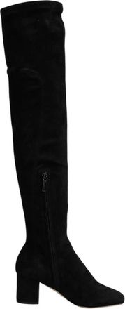 Dolce & Gabbana Zwarte Su&egrave;de Rits Kniehoge Laarzen - Dames - Over de knie laarzen - Zwart - 36 EU - Su&egrave;de - Schoenen