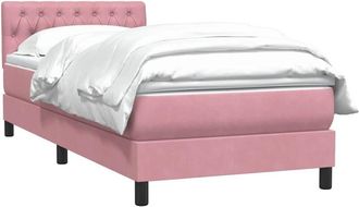vidaXL Cama Box Spring Con Colch&oacute;n Terciopelo Rosa 80x220 Cm Vidaxl
