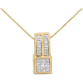 House of Brilliance 14K Yellow Gold 1 1/4 cttw Geometric Inspired Diamond Pendant Necklace at Nordstrom