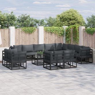 Berkfield Home Garden Sofa Set 12 pcs Black 353 x 283 x 71 cm Aluminium