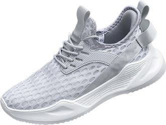 Generic Qynthra Mens and Womens Casual Athletic Sneakers Low-Top Round Toe Breathable Mesh Lightweight EVA Midsole MD Outsole Walking Running Shoes Large, Gre