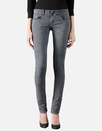 Diesel Womens DIESEL GRUPEE NE 0666U Sweat Jogg Jeans Grey Stretch Slim Distressed Denim Italy - Size: 33in/10