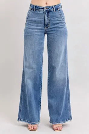 Judy Blue High Rise Retro Wide Fit Jeans In Blue