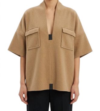 Henriette Steffensen Fleece V Neck Blouse In Camel