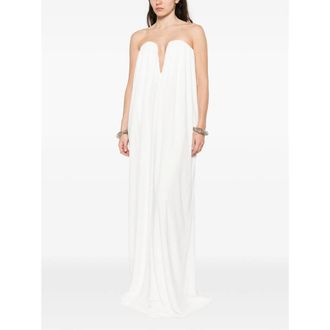 Stella McCartney Gathered Detailing Strapless Dress - White
