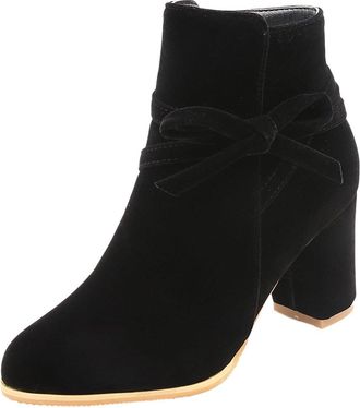 Generic Comfy Boots for Women Womens Winter Boots Size 6 Ladies Solid Color Pearl Bow Trim Inner Heightening Fashion Mid Boots Ankle Boots for Women Size 6 Wo