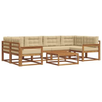 vidaXL Conjunto De Sof&aacute;s De Exterior 7 Pcs Natural Y Beige Vidaxl