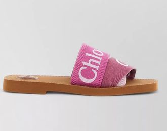 Chlo&eacute; flat sole open toe leather sandals