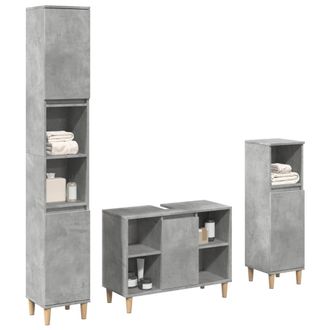 Berkfield Home 3 Piece Bathroom Furniture Set Concrete Grey Engineered Wood