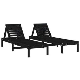 vidaXL Vidaxl - Tumbonas 2 Unidades Madera Maciza De Pino Negro 199,5x60x74 Cm