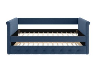 VENTE-UNIQUE.COM Cama nido poli&eacute;ster azul oscuro 90 x 190 cm