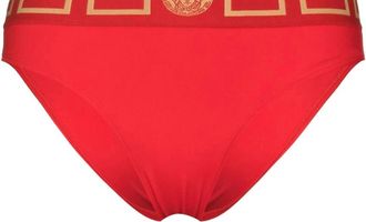 Versace Womens Greek Key Swim Bikini Bottom In Red