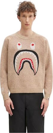A Bathing Ape Jersey con cuello redondo de tibur&oacute;n - Knitwear - unisex - Beige - ONE SIZE