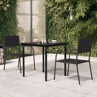 vidaXL Mesa De Comedor De Jard&iacute;n Acero Y Vidrio Negra 80x80x74 Cm Vidaxl