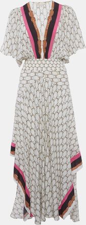 Maje Cream Racheline Print Crepe Asymmetric Flared Maxi Dress