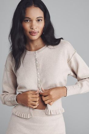 Pilcro Crew-Neck Fitted-Waist Cardigan Sweater