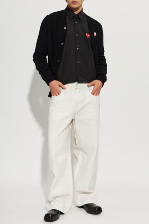 Comme Des Gar&ccedil;ons Comme Des Gar&ccedil;ons Play Cotton Shirt With Logo Patch, Mens, Black