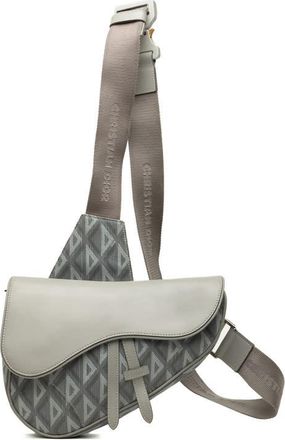 Dior Pre-owned Dior CD Diamond Canvas and Calfskin Saddle Bag Mens AOLSUTUVCW4HL8AH