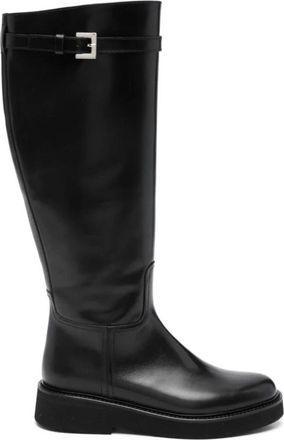 Doucal's Elegante Zwarte Enkellaarsjes - Dames - Hoge Laarzen - Zwart - 36 EU - Leer - Schoenen