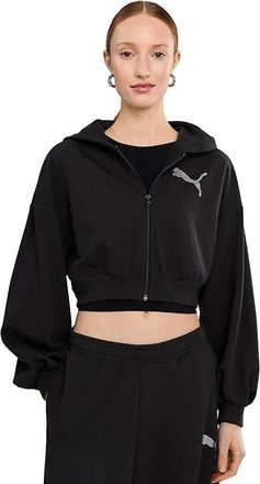Puma Essentials Graphics Bedazzled Cropped Hoodie Womens Sweatshirt Puma Black : SM, Cotton/Polyester/Terry