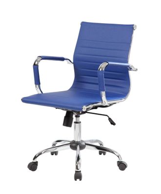 Dmora Dmora - Silla De Oficina Attiliat, Sill&oacute;n Ejecutivo Con Reposabrazos, Silla De Oficina Ergon&oacute;mica, Azul, 62x54h92/102 Cm