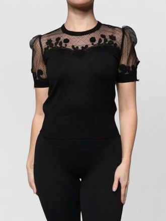 Dolce & Gabbana silk lace short-sleeve knit top