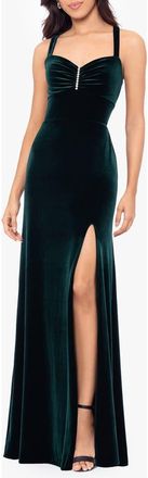 Blondie Nites Slit Velvet Gown in Hunter at Nordstrom, Size 15