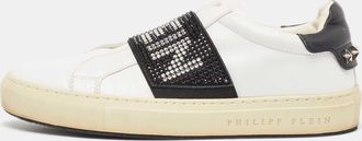 Philipp Plein Philipp Plein White/black Leather Crystal Embellished Sneakers