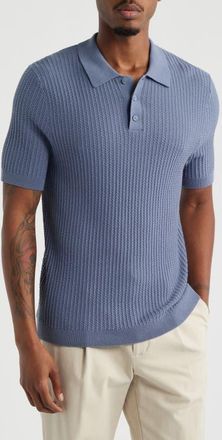 Open Edit Textured Short Sleeve Polo Sweater in Grey Folkstone at Nordstrom, Size Xx-Large