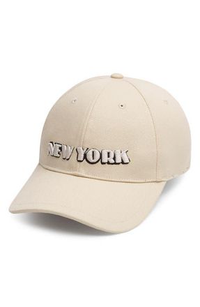 Rag & Bone Harlow Embroidered Cotton Twill Baseball Cap in Vintage Cream at Nordstrom