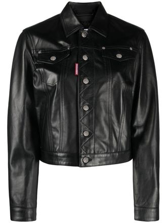 Dsquared2 Leren jack - Zwart