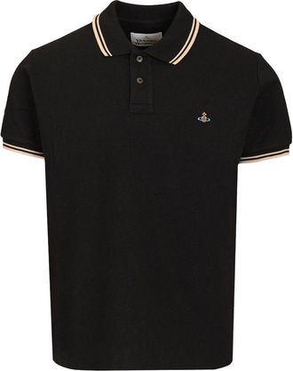 Vivienne Westwood Black Short-Sleeve Stripe Accent Polo Shirt