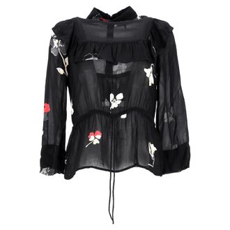 Ganni Ganni Lorita Printed Blouse in Black Viscose