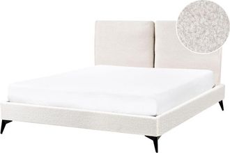 Beliani Cama Con Somier 140 X 200 Cm Moderna Tapizada Boucl&eacute; Base Listones Blanco Crema Melle