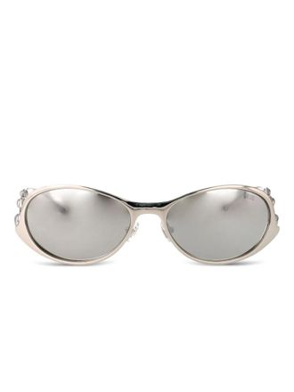 Diesel oval-frame embellished sunglasses - Gold