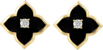 Effy 14K Yellow Gold Diamond & Onyx Motif Stud Earrings in 14K Gold at Nordstrom