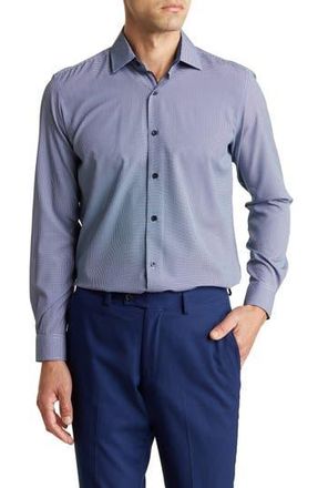 Tom Baine Performance Mini Plaid Button-Down Dress Shirt in Navy at Nordstrom Rack, Size Xx-Large